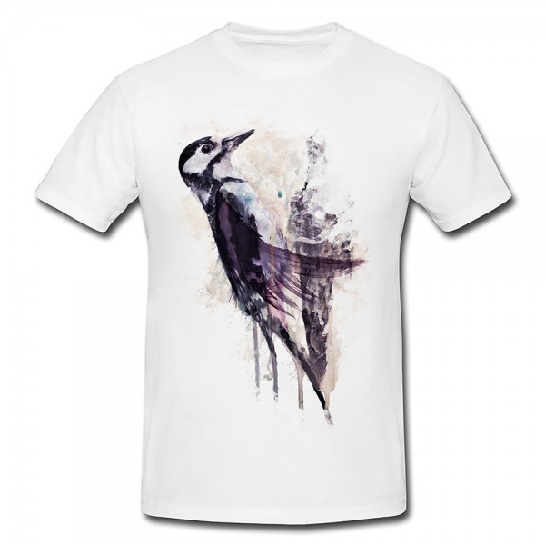 Woodpecker Premium Herren und Damen T-Shirt Motiv aus Paul Sinus Aquarell