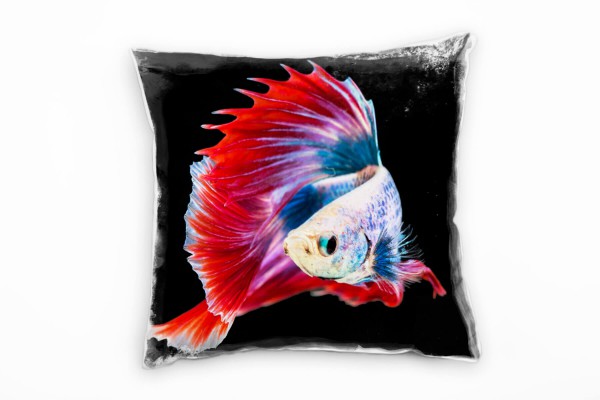 Tiere, Fisch, rot, blau, gelb, schwarz Deko Kissen 40x40cm für Couch Sofa Lounge Zierkissen
