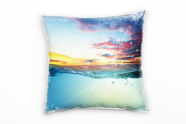 Meer, blau, gelb, Unterwasser, Sonnenuntergang Deko Kissen 40x40cm für Couch Sofa Lounge Zierkissen