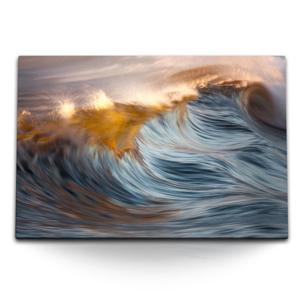 120x80cm Wandbild auf Leinwand Ozean Wellen Wasser Meer Kunstvoll Abstrakt
