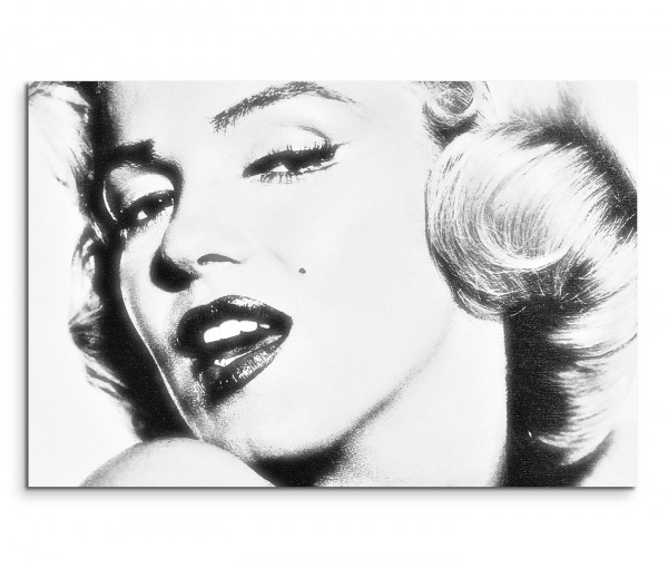 120x80cm Wandbild Marilyn Monroe Portrait Gesicht schwarz weiß