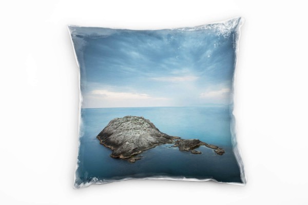 Meer, grau, blau, Felsen im Meer Deko Kissen 40x40cm für Couch Sofa Lounge Zierkissen
