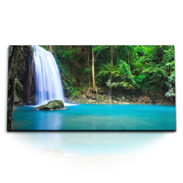 Kunstdruck Bilder 120x60cm Thailand Wasserfall Lagune Tropisch Exotisch Natur
