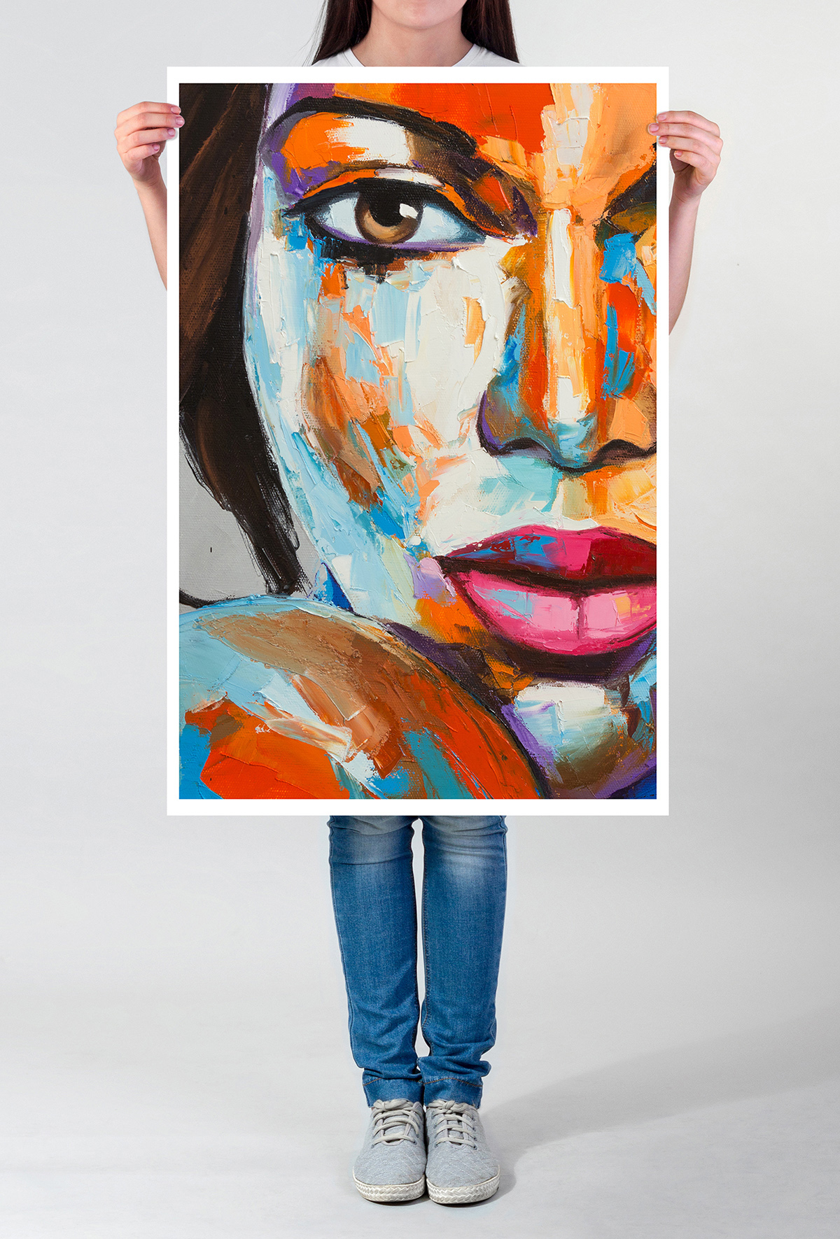 Buntes modernes Bild  Frauenporträt 60x90cm Poster