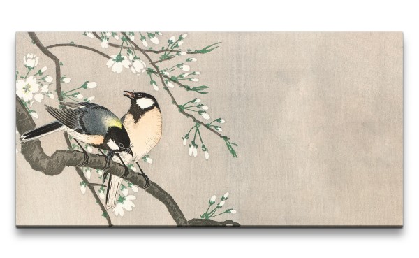 Remaster 120x60cm Ohara Koson traditionell japanische Kunst Singvögel im Baum Baumblüten
