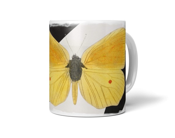 Dekorative Tasse mit schönem Motiv gelber Schmetterling Vintage Kunstvoll Pastelltöne