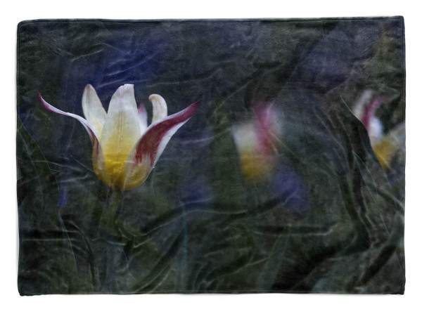 Handtuch Strandhandtuch Saunatuch Kuscheldecke mit Fotomotiv Weiße Blume Dunkel