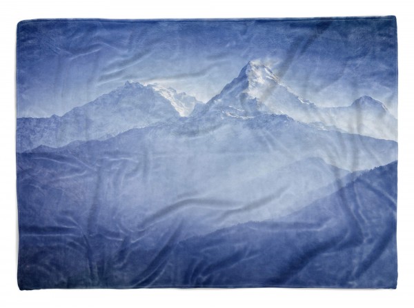 Handtuch Strandhandtuch Saunatuch Kuscheldecke mit Fotomotiv Berggipfel Himalaya Schnee