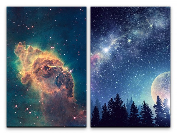 2 Bilder je 60x90cm Nebula Universum Vollmond Milchstraße Galaxie Astrofotografie Zauberhaft