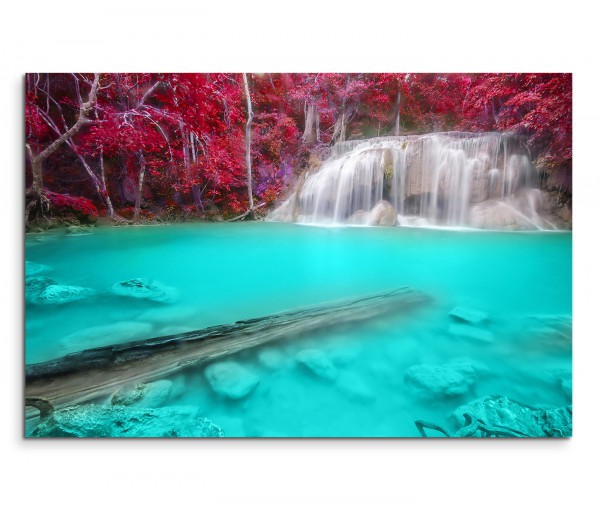 120x80cm Wandbild Thailand Erawan Wasserfall Lagune Wald Natur