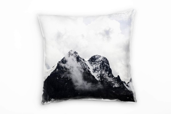 Landschaft, schneebedeckte Berge, grau Deko Kissen 40x40cm für Couch Sofa Lounge Zierkissen
