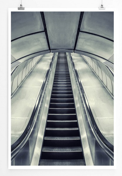 60x90cm Poster Architekturfotografie  Londoner Rolltreppe