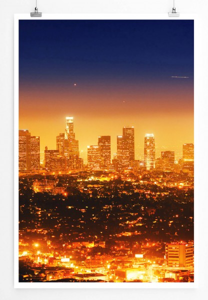 Urbane Fotografie 60x90cm Poster Los Angeles bei Nacht Kalifornien USA
