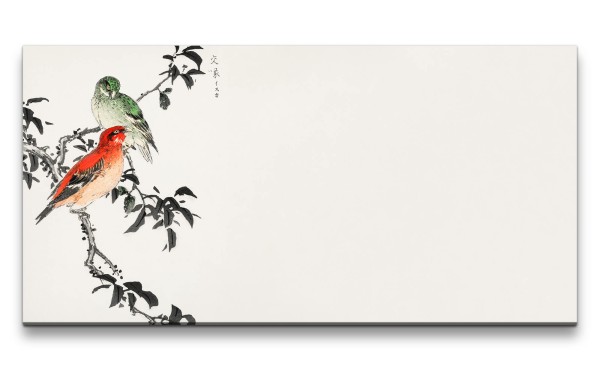 Remaster 120x60cm Wunderschöne traditionell japanische Kunst Zeitlos Frühling Vögel Minimal