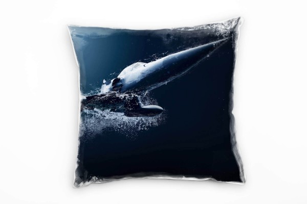 künstlerische Fotografie, grau, Flugzeug, Unterwasser Deko Kissen 40x40cm für Couch Sofa Lounge Zier