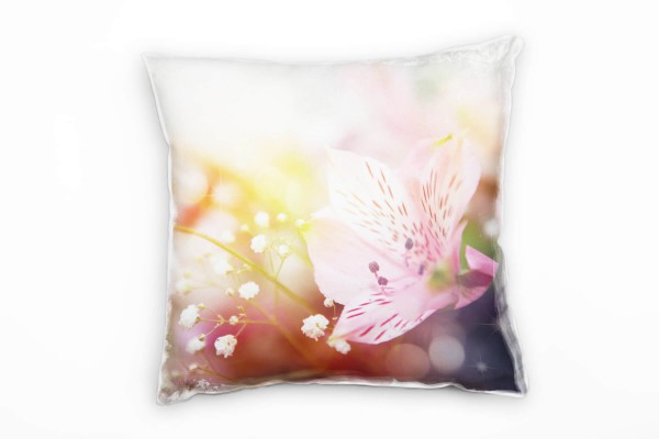Blumen, bunt, Pastellfarben, Sommer Deko Kissen 40x40cm für Couch Sofa Lounge Zierkissen
