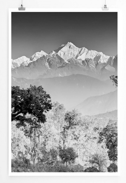 Landschaftsfotografie  Kanchenjunga Gebirgskette Indien grau 60x90cm Poster