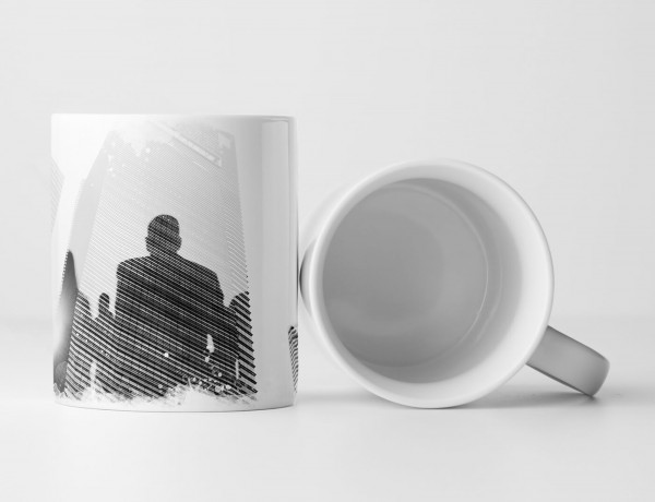 Tasse Geschenk Künstlerische Fotografie – Wolkenkratzer mit spiegelndem Menschen