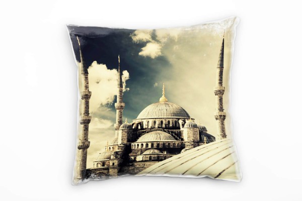 Urban, Istanbul, blaue Moschee, braun Deko Kissen 40x40cm für Couch Sofa Lounge Zierkissen