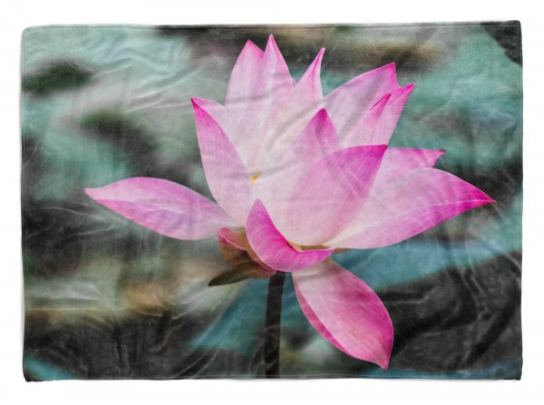 Handtuch Strandhandtuch Saunatuch Kuscheldecke mit Fotomotiv Lotus Blume Blüte