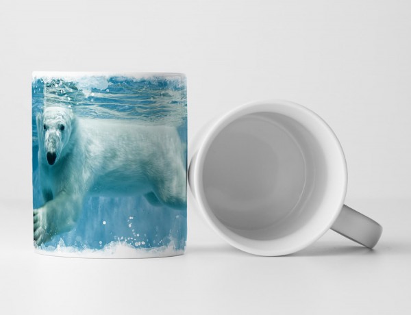 Tasse Geschenk Tierfotografie – Schwimmender Polarbär im Wasser