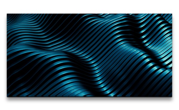 Leinwandbild 120x60cm 3d Art Wellen Schwarz Modern Dekorativ Schwingungen