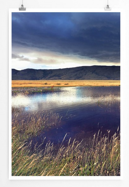 Landschaftsfotografie 60x90cm Poster Schilf am See Chile