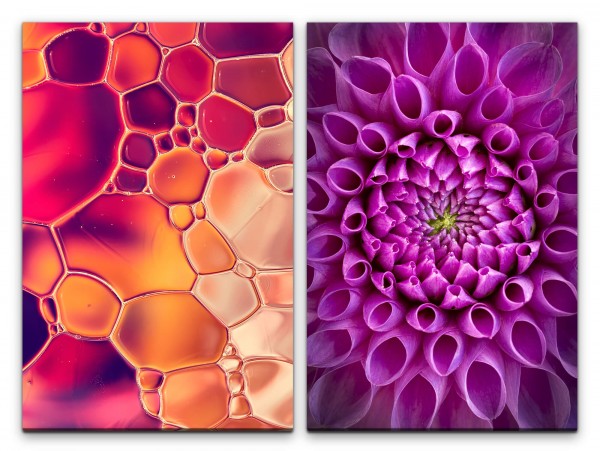 2 Bilder je 60x90cm Blume Blüte Abstrakt Farbenfroh Kunstvoll Rosa Dekorativ