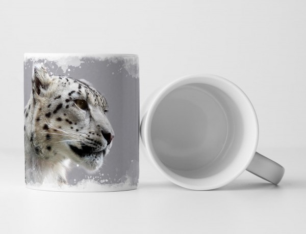 Tasse Geschenk Tierfotografie – Junger männlicher Schneeleopard von der Seite