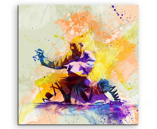Kung Fu 60x60cm Aquarell Art Leinwandbild