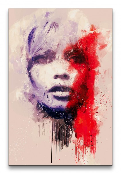 Brigitte Bardot Porträt Abstrakt Kunst Filmikone Kult rote Farbe 60x90cm Leinwandbild