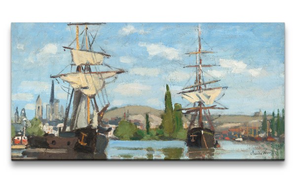 Remaster 120x60cm Claude Monet Impressionismus weltberühmtes Wandbild Schiffe Hafen Segelschiffe