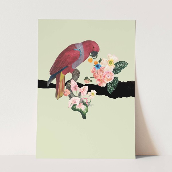 Vogel Motiv Papagei Blumen Blüten Exotisch Kunstvoll