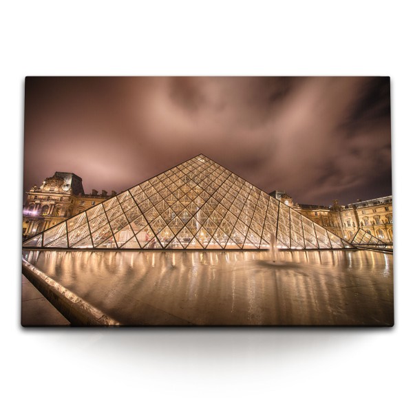 120x80cm Wandbild auf Leinwand Louvre Museum Museum Pyramide Paris Frankreich