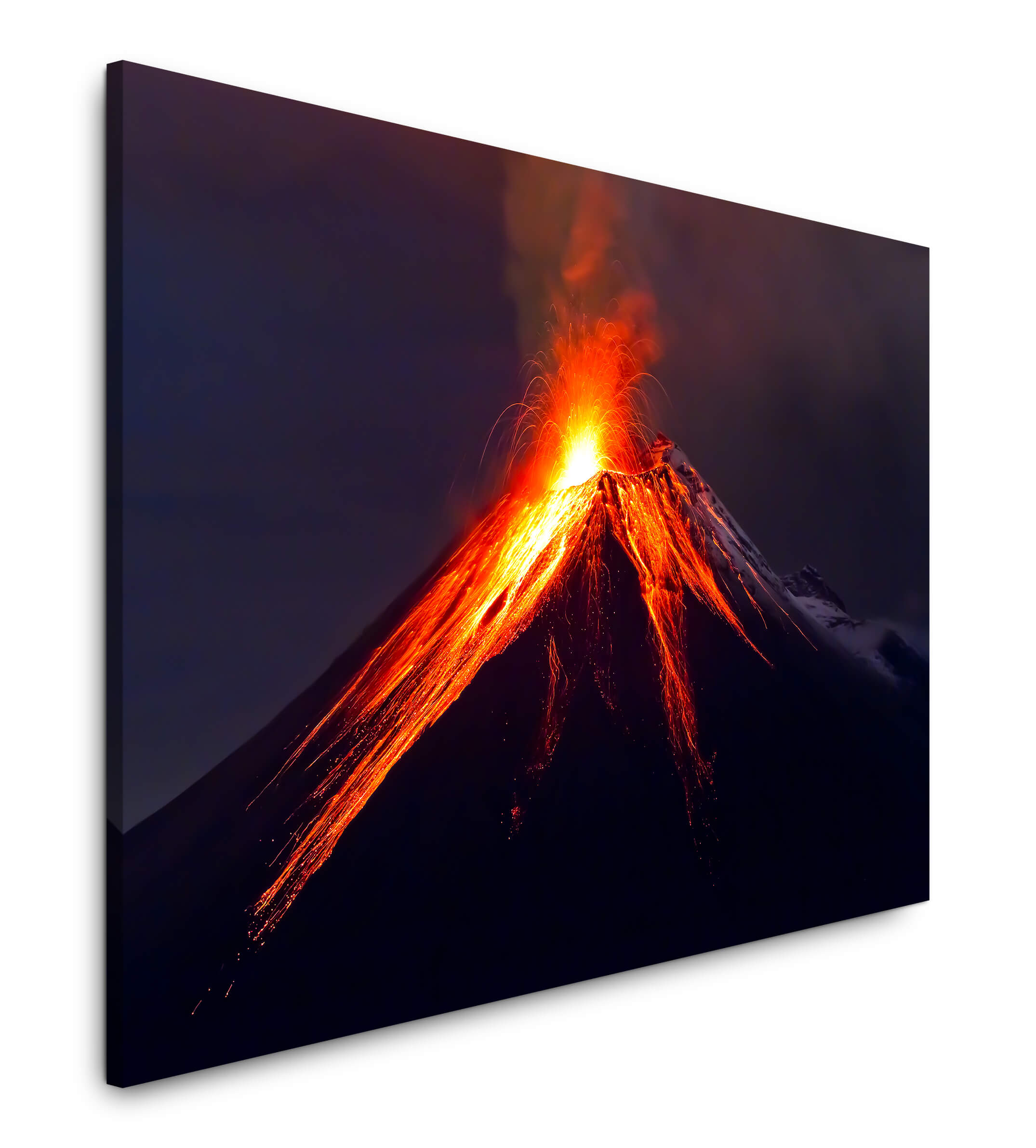Hot Lava Vulkan Magma Panorama Format Bild auf Leinwand Wandbild Poster