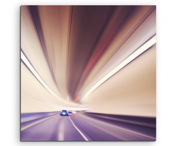 Künstlerische Fotografie  Vintage Autobahn Tunnel auf Leinwand exklusives Wandbild moderne Fotograf