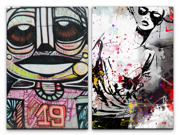 2 Bilder je 60x90cm Street Art Fashion Graffiti London Wand Farben Cool