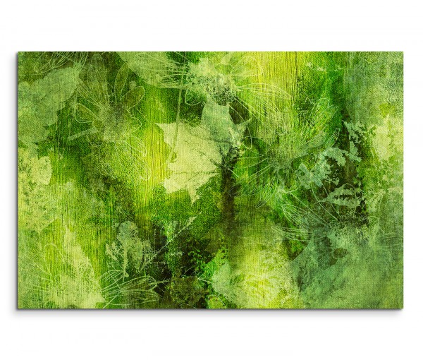 120x80cm Wandbild Hintergrund Herbst Blätter abstrakt grün schwarz gelb