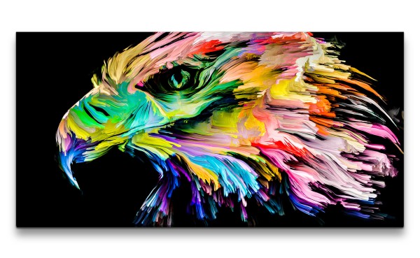 Leinwandbild 120x60cm Weißkopfadler Adler Raubvogel Farbenfroh Kunstvoll Abstrakt