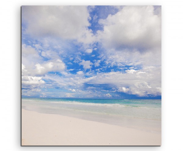Landschaftsfotografie – Tropischer weißer Strand in Tulum, Mexico auf Leinwand