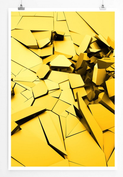 Digitale Grafik  Gelbe zersplitternde Fläche 60x90cm Poster