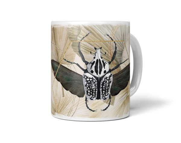Dekorative Tasse mit schönem Motiv Käfer Blumen Blüten einzigartiges Design Vintage