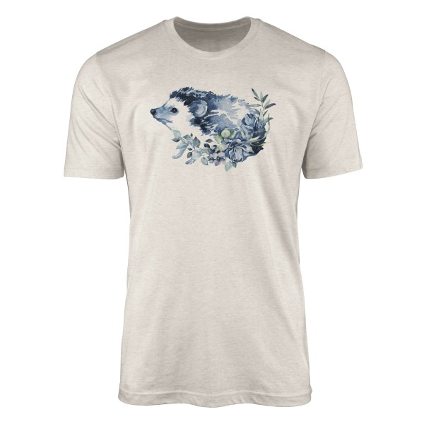 Herren Shirt 100% gekämmte Bio-Baumwolle T-Shirt Aquarell Igel Motiv Nachhaltig Ökomode aus erneuer