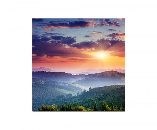 80x80cm - WANDBILD Landschaft Berge Wiese Abendsonne '