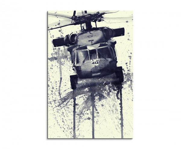 Military Helicopter 90x60cm Aquarell Art Leinwandbild