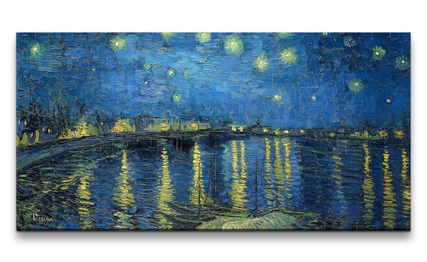 Remaster 120x60cm Vincent van Gogh's Starry Night Impressionismus Nacht Sterne Hafen Zeitlos Wunders