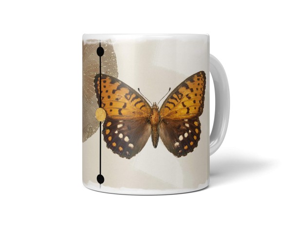 Dekorative Tasse mit schönem Motiv Vintage Schmetterling Pastelltöne goldene Elemente