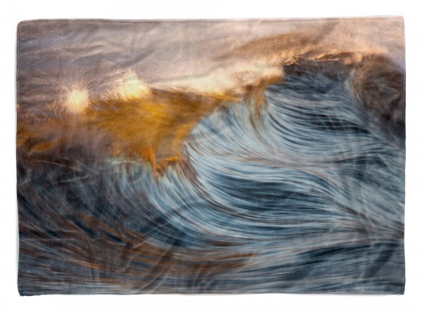 Handtuch Strandhandtuch Saunatuch Kuscheldecke mit Fotomotiv Wellen Wasser Natu