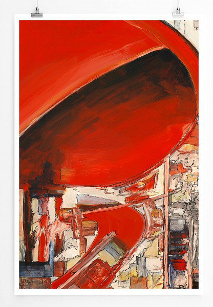 60x90cm Abstraktes Bild einer roten Stadt