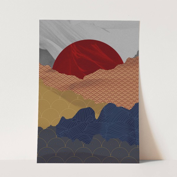 Rote Sonne Japan Grafik Modern Muster